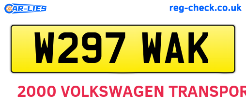 W297WAK are the vehicle registration plates.