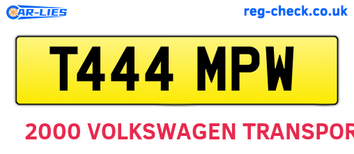 T444MPW are the vehicle registration plates.