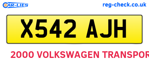 X542AJH are the vehicle registration plates.