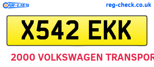 X542EKK are the vehicle registration plates.