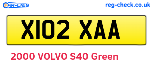 X102XAA are the vehicle registration plates.
