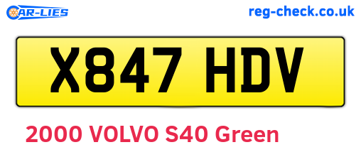 X847HDV are the vehicle registration plates.