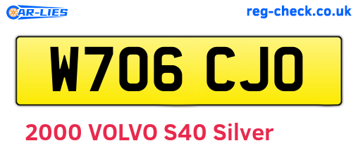 W706CJO are the vehicle registration plates.