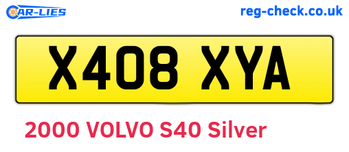 X408XYA are the vehicle registration plates.