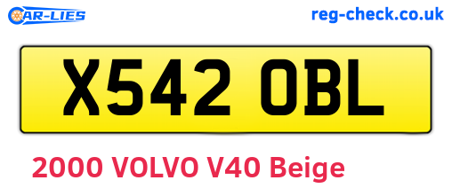 X542OBL are the vehicle registration plates.