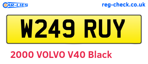 W249RUY are the vehicle registration plates.
