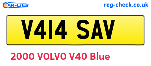 V414SAV are the vehicle registration plates.