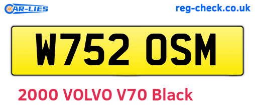 W752OSM are the vehicle registration plates.