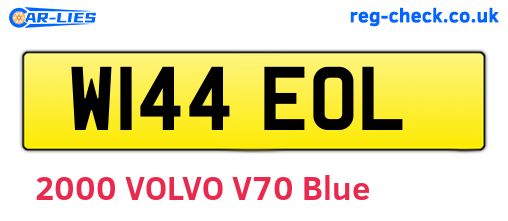 W144EOL are the vehicle registration plates.