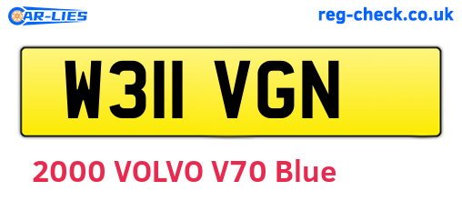 W311VGN are the vehicle registration plates.
