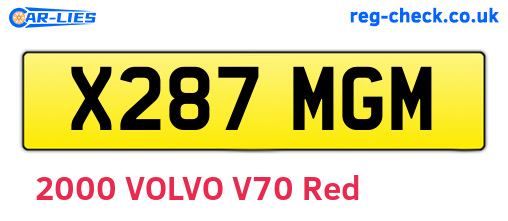 X287MGM are the vehicle registration plates.
