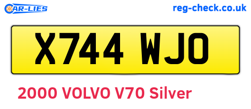 X744WJO are the vehicle registration plates.