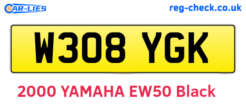W308YGK are the vehicle registration plates.