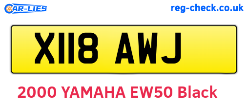 X118AWJ are the vehicle registration plates.