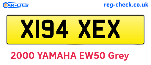 X194XEX are the vehicle registration plates.