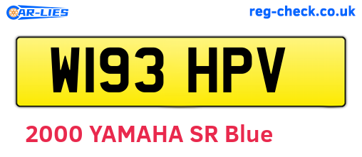 W193HPV are the vehicle registration plates.
