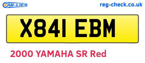 X841EBM are the vehicle registration plates.