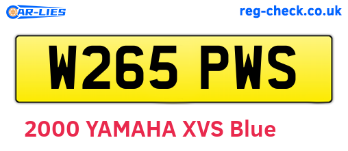 W265PWS are the vehicle registration plates.
