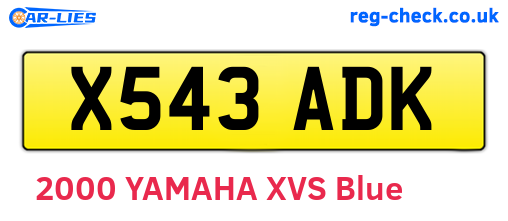 X543ADK are the vehicle registration plates.