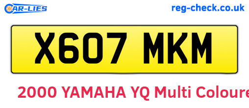 X607MKM are the vehicle registration plates.