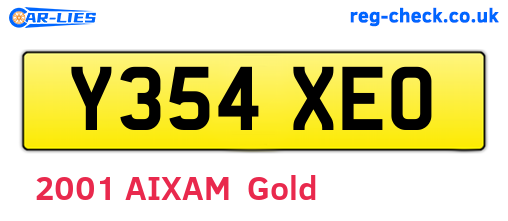 Y354XEO are the vehicle registration plates.