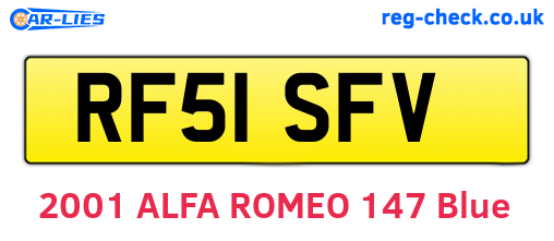 RF51SFV are the vehicle registration plates.