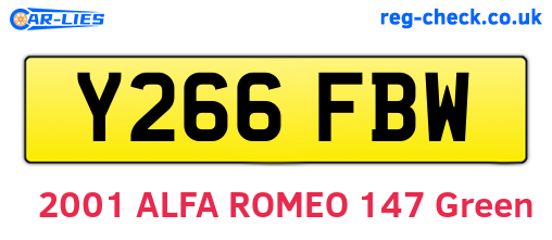 Y266FBW are the vehicle registration plates.