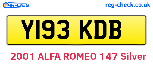 Y193KDB are the vehicle registration plates.