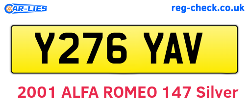 Y276YAV are the vehicle registration plates.