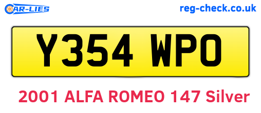 Y354WPO are the vehicle registration plates.