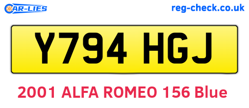 Y794HGJ are the vehicle registration plates.