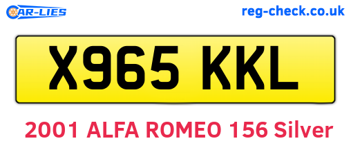 X965KKL are the vehicle registration plates.