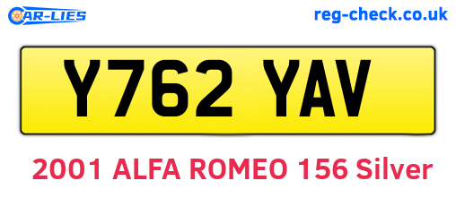 Y762YAV are the vehicle registration plates.