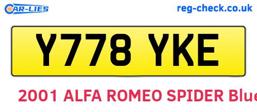 Y778YKE are the vehicle registration plates.