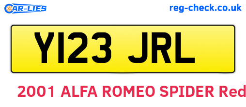Y123JRL are the vehicle registration plates.