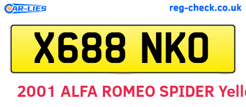 X688NKO are the vehicle registration plates.