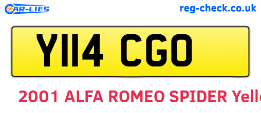 Y114CGO are the vehicle registration plates.