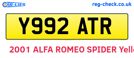 Y992ATR are the vehicle registration plates.
