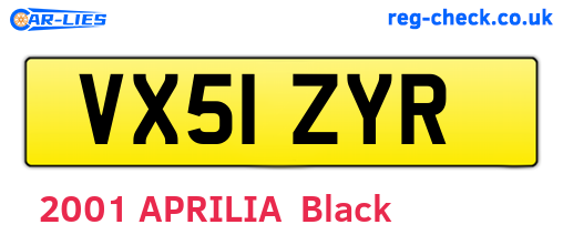 VX51ZYR are the vehicle registration plates.