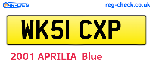 WK51CXP are the vehicle registration plates.