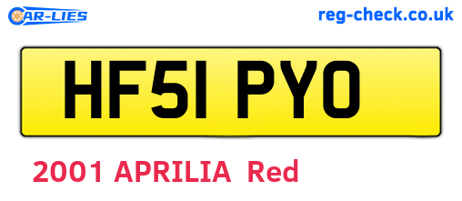 HF51PYO are the vehicle registration plates.
