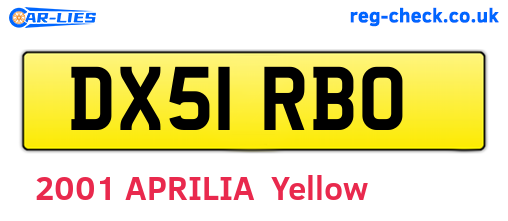 DX51RBO are the vehicle registration plates.