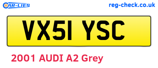 VX51YSC are the vehicle registration plates.