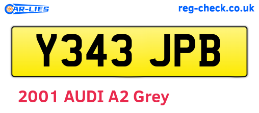 Y343JPB are the vehicle registration plates.