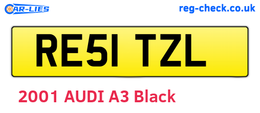 RE51TZL are the vehicle registration plates.