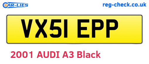 VX51EPP are the vehicle registration plates.