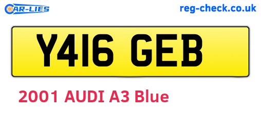 Y416GEB are the vehicle registration plates.