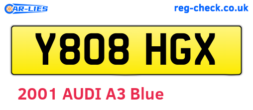Y808HGX are the vehicle registration plates.
