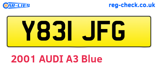 Y831JFG are the vehicle registration plates.