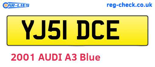 YJ51DCE are the vehicle registration plates.